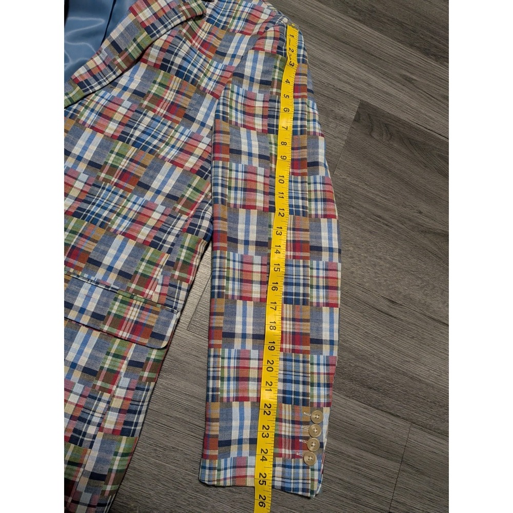 Alan Flusser Men's Multicolor Patchwork Madras Cotton Blazer Jacket Size 46R - Picture 8 of 9
